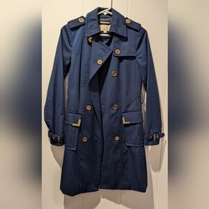 NWOT Michael Kors Navy Trench Coat - XXS